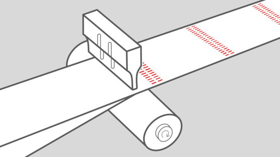 Sistema Microbond durante la soldadura transversal de una tela no tejida