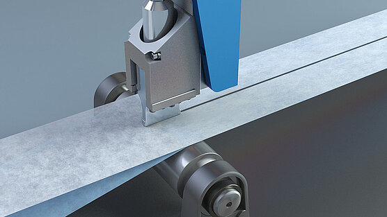 Sistema Microbond durante el corte de una tela no tejida