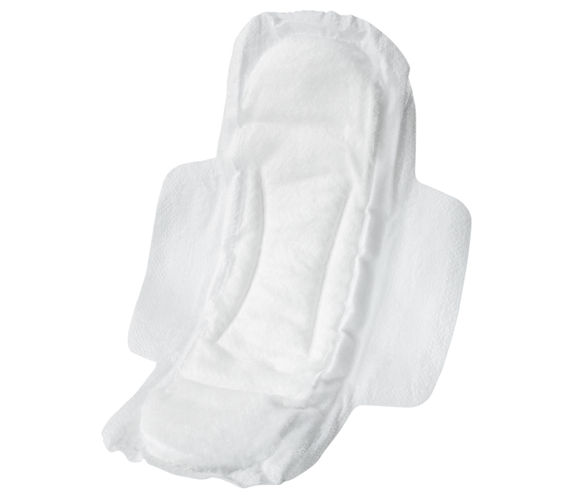 Compresa femenina con alas soldada mediante ultrasonidos