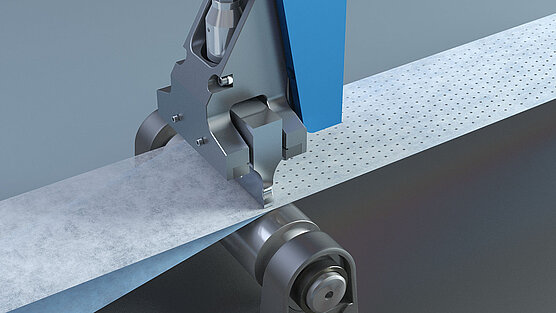 Sistema Microbond durante la perforación de una tela no tejida